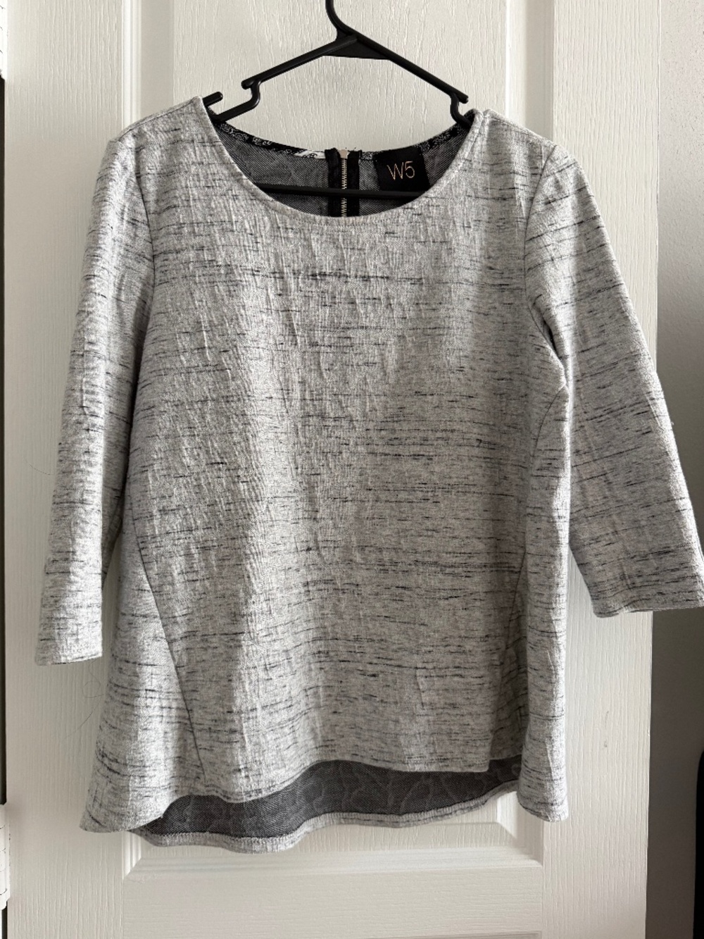 W5 Anthropologie Gray Space Dye Exposed Back Zip Top M Cotton Blend